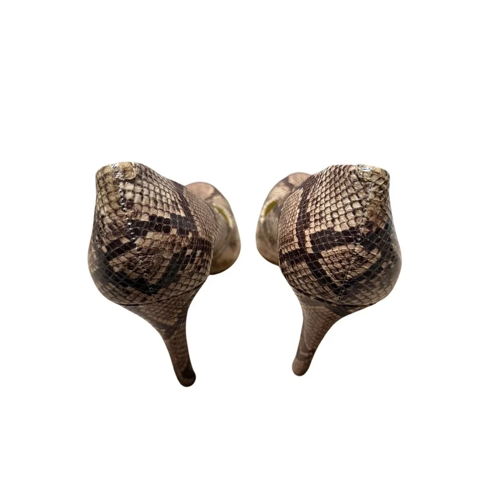 Jessica Simpson Snakeskin Print Almond Toe Stiletto Pumps Tan Brown 9M - Picture 3 of 5